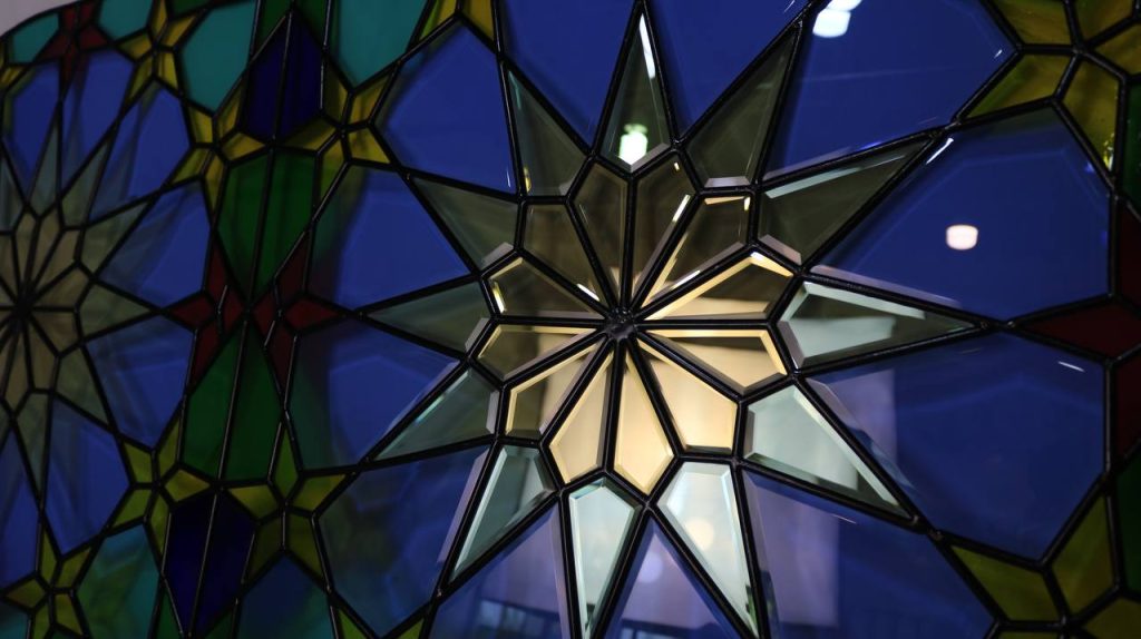 Stained glass windows in the mosque of Oman